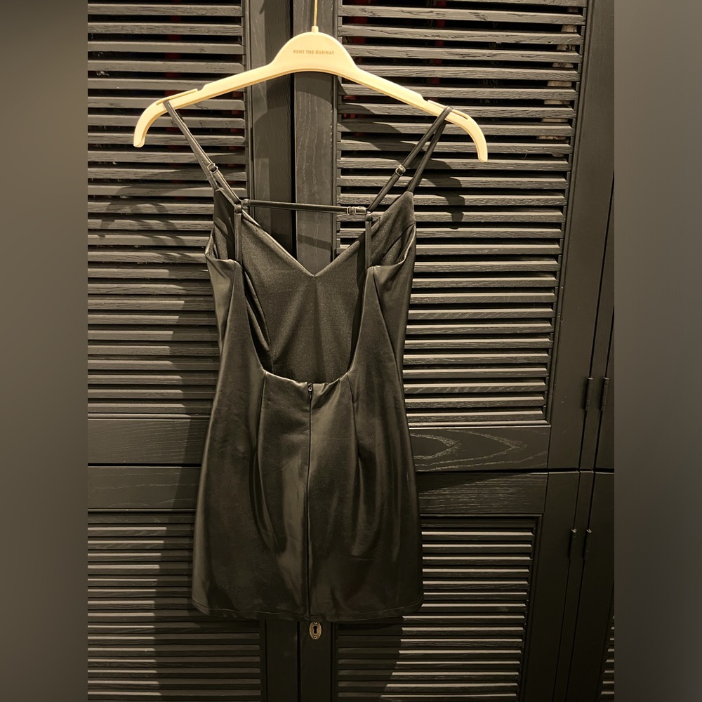 Open Back Faux Leather Sexy Mini Dress